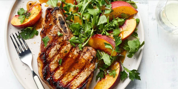Grilled Pork Chops with Peach Salad