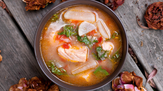 Filipino Sour Soup: Sinigang with Salmon and Miso