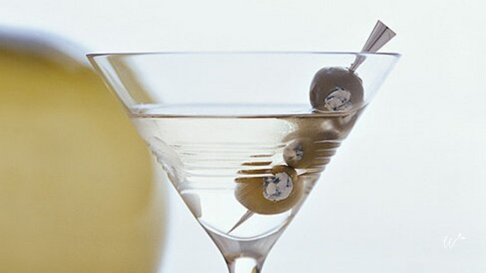 Vodka Martini with Gorgonzola-Stuffed Olives
