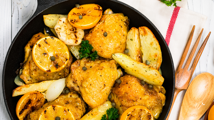 Braised Lemon-Saffron Chicken and Potatoes