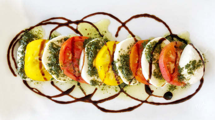 Heirloom Tomato, Burrata, and Basil Salad with Balsamic Reduction