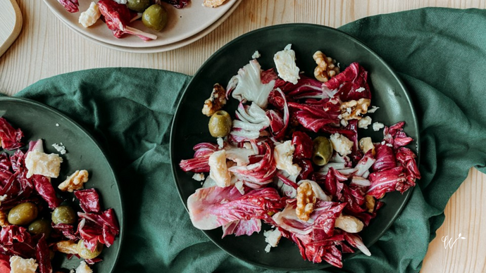 Radicchio Salad with Green Olives and Parmesan