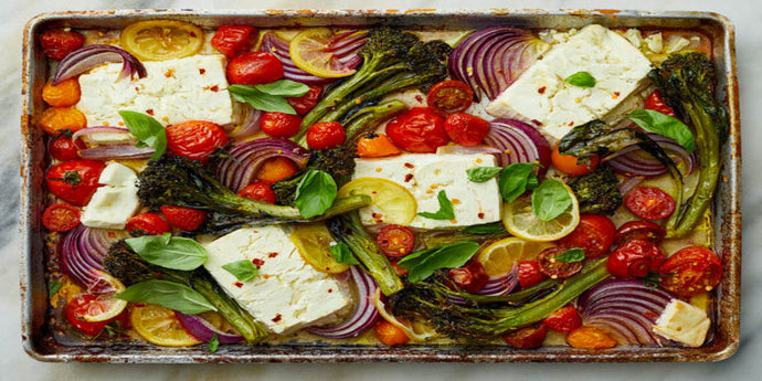 Sheet-Pan Baked Feta with Broccolini and Tomatoes