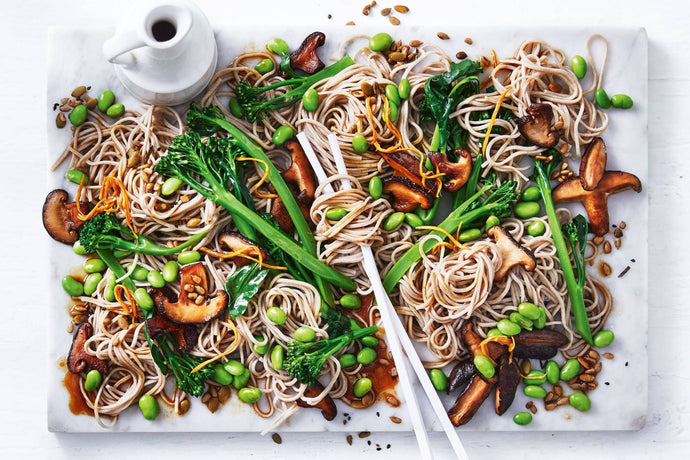 Soba Noodle with Mushroom and Chard