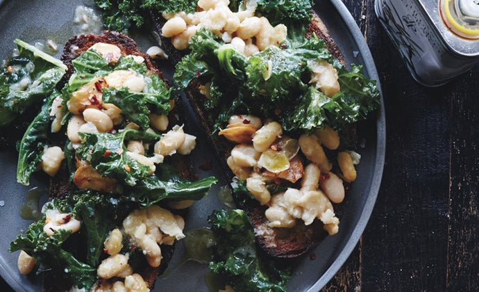 Skillet Bruschetta with Beans and Greens